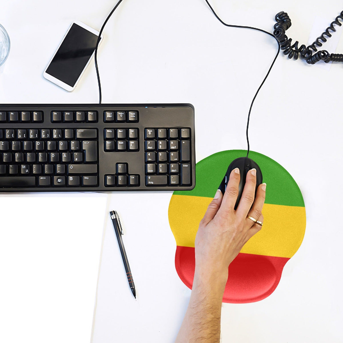 Rastafarian Flag Mouse Pad with Wrist Rest Support - Conscious Apparel Store