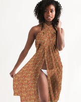 Red Hieroglyphics All-Over Print Swim Cover Up - Conscious Apparel Store