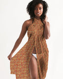 Red Hieroglyphics All-Over Print Swim Cover Up - Conscious Apparel Store