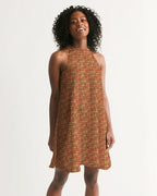 Red Hieroglyphics Women's All-Over Print Halter Dress - Conscious Apparel Store