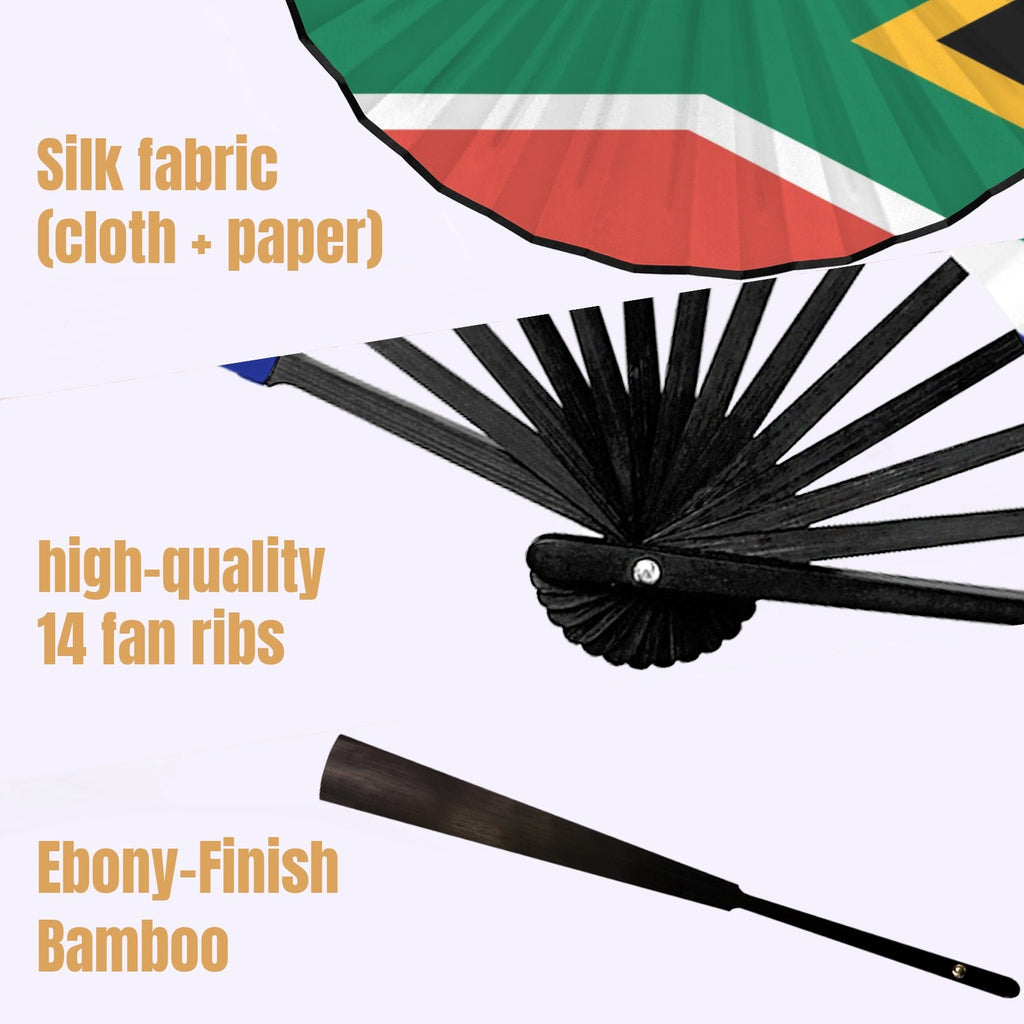 South Africa Flag Double-Sided Custom Folding Fan - Conscious Apparel Store