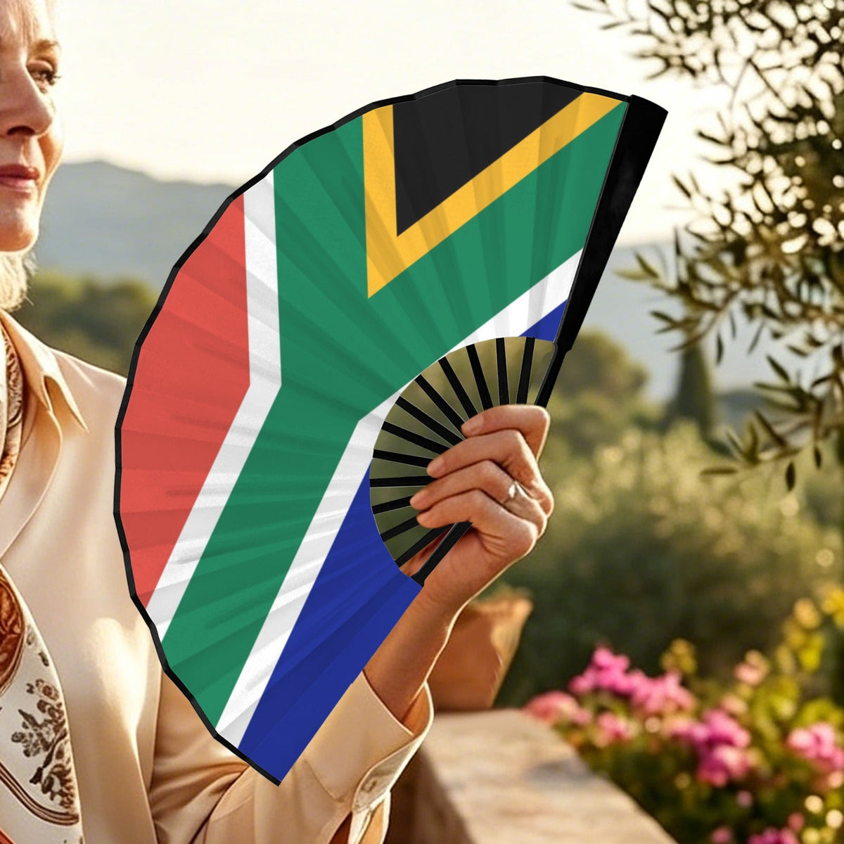South Africa Flag Double-Sided Custom Folding Fan - Conscious Apparel Store