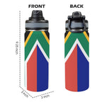 South Africa Flag Insulated Water Bottle with Dual - Use Lid (18oz) - Conscious Apparel Store