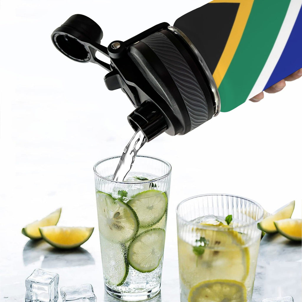 South Africa Flag Insulated Water Bottle with Dual - Use Lid (18oz) - Conscious Apparel Store