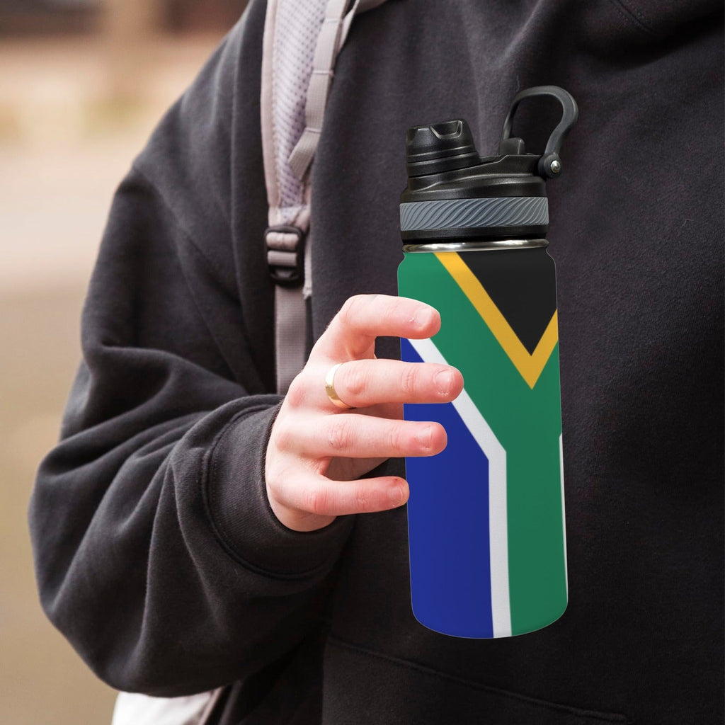 South Africa Flag Insulated Water Bottle with Dual - Use Lid (18oz) - Conscious Apparel Store