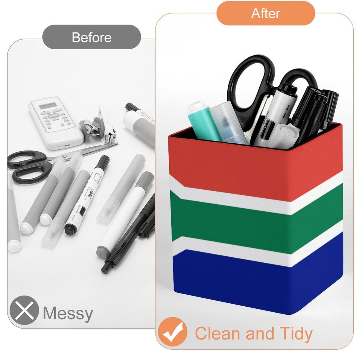 South Africa Flag Square Pen Holder - Conscious Apparel Store