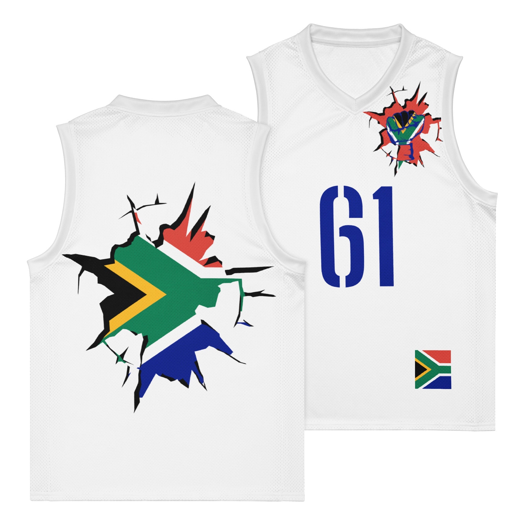 South Africa Flag (White) Premium Sport Jersey Tank Top - Conscious Apparel Store