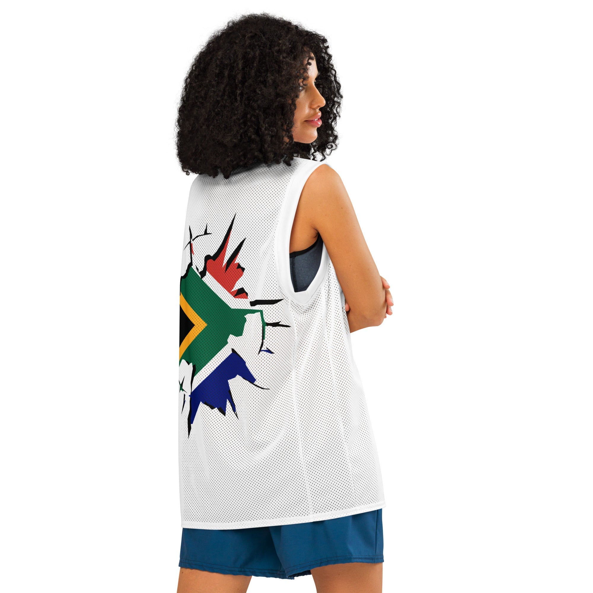 South Africa Flag (White) Premium Sport Jersey Tank Top - Conscious Apparel Store