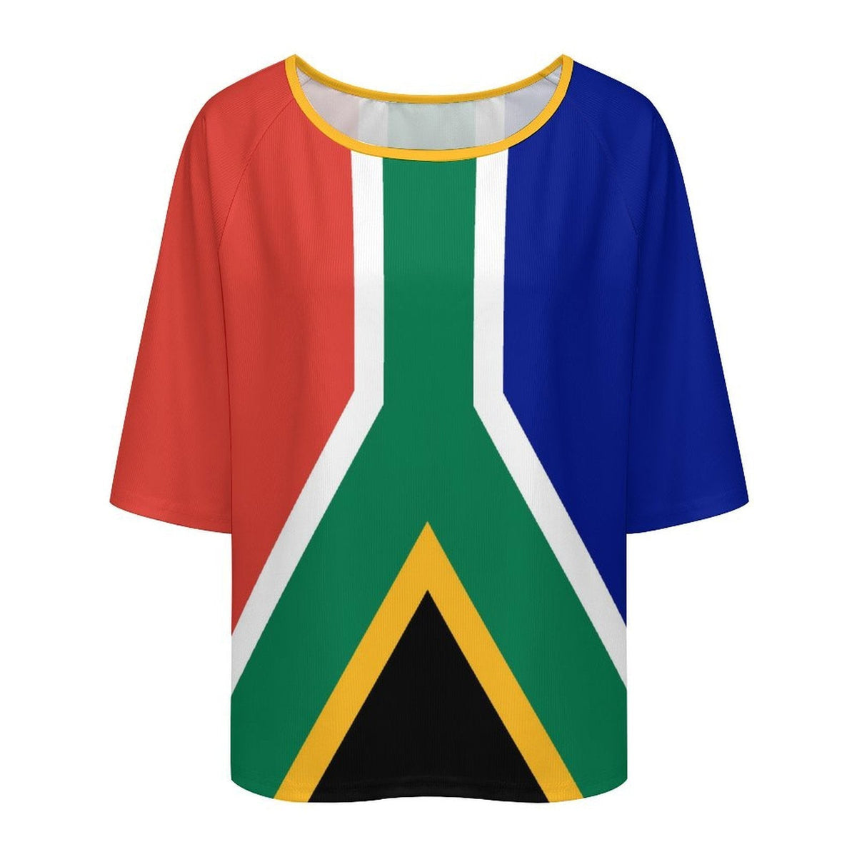 South Africa Flag Women’s Loose Half-Sleeve Boat Neck T-Shirt - Conscious Apparel Store