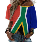 South Africa Flag Women’s Loose Half-Sleeve Boat Neck T-Shirt - Conscious Apparel Store
