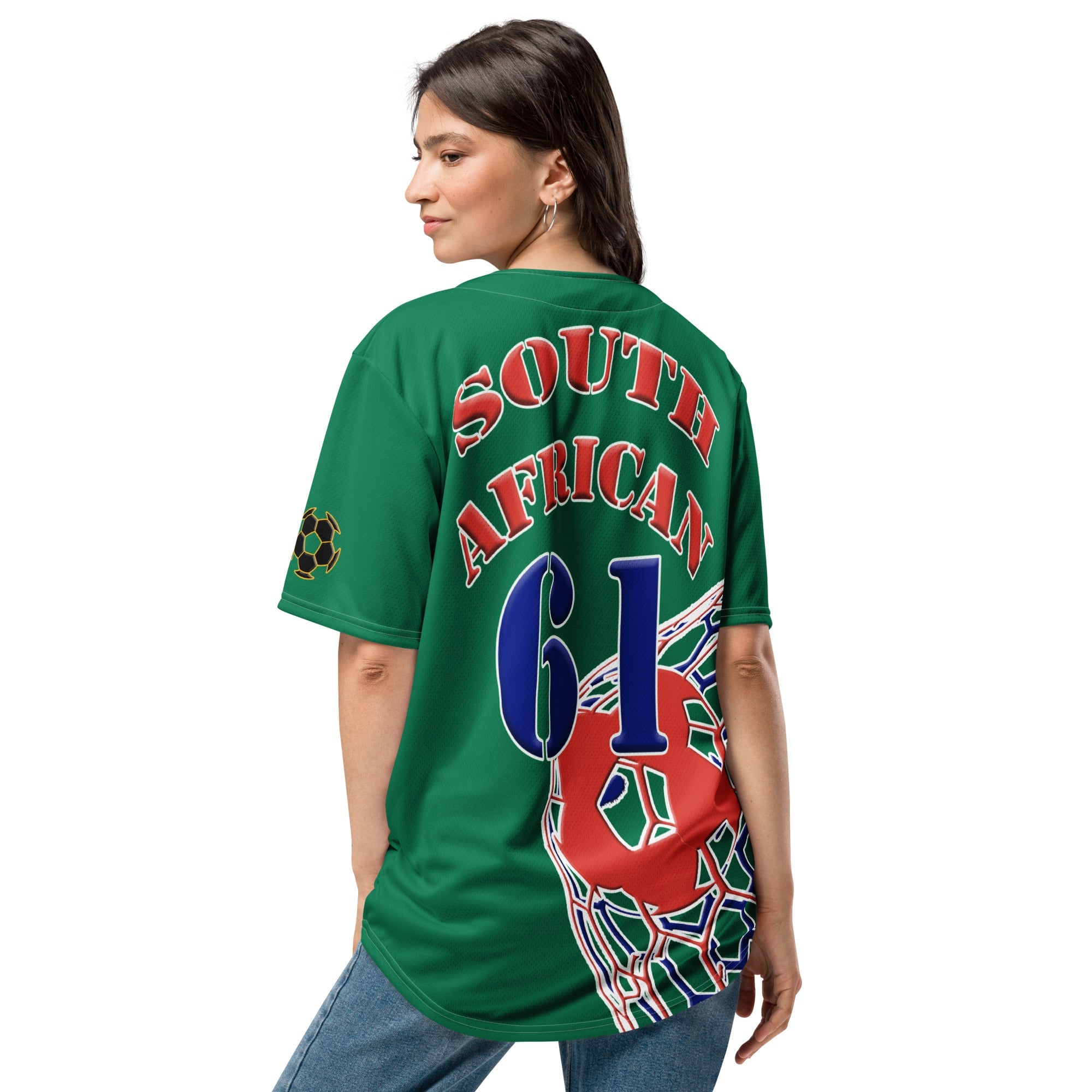 South Africa Football Themed Button-Down Sport Jersey - Conscious Apparel Store
