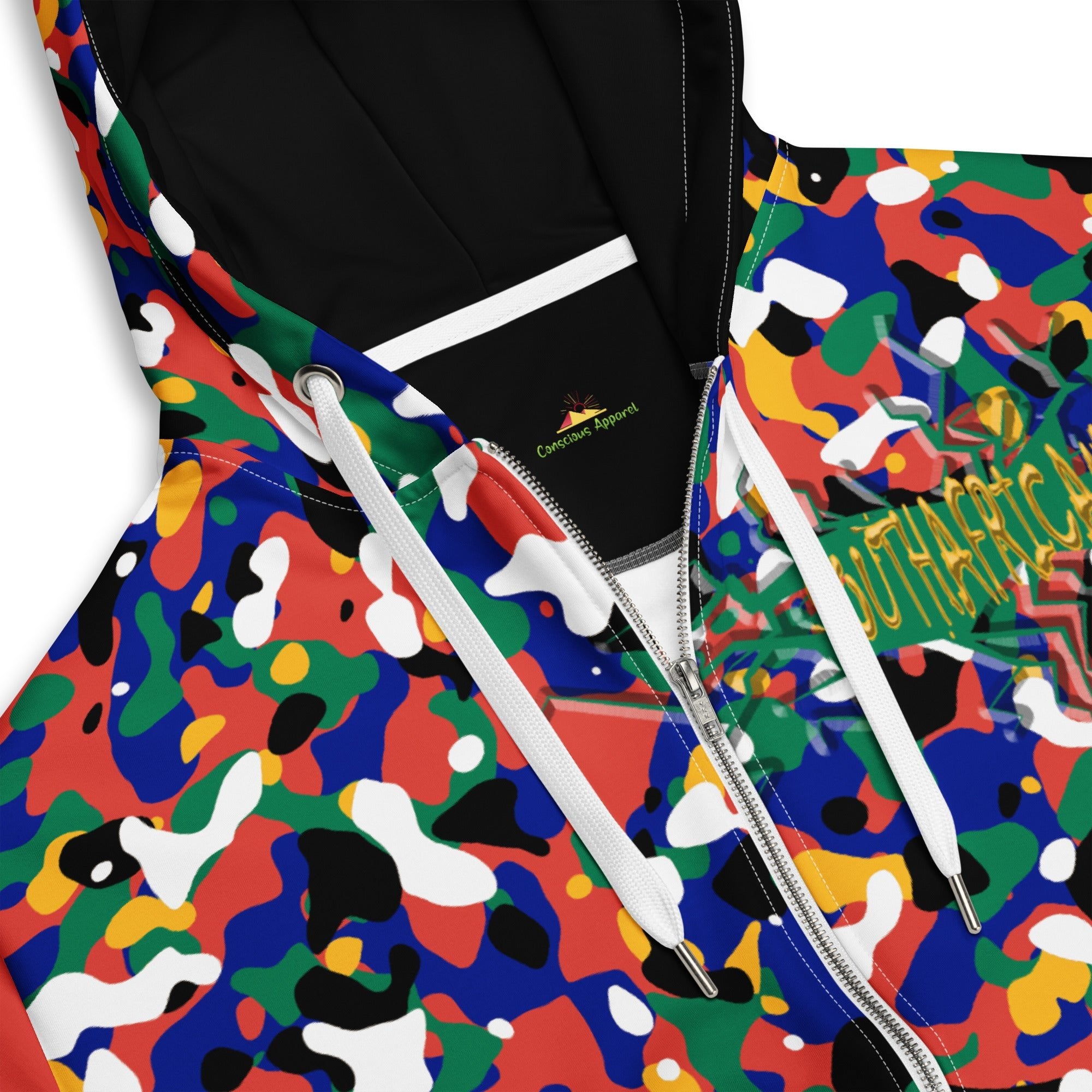 South African Flag Camo Unisex zip hoodie - Conscious Apparel Store