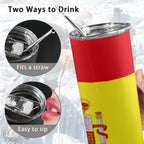 Spain Flag 20oz Tall Skinny Tumbler with Lid and Straw - Conscious Apparel Store