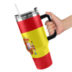 Spain Flag 40oz Tumbler with Black Handle - Conscious Apparel Store