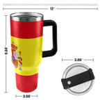Spain Flag 40oz Tumbler with Black Handle - Conscious Apparel Store