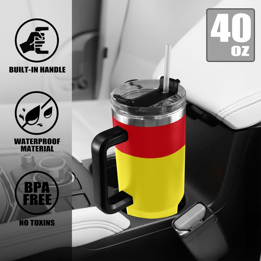 Spain Flag 40oz Tumbler with Black Handle - Conscious Apparel Store