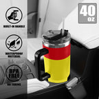 Spain Flag 40oz Tumbler with Black Handle - Conscious Apparel Store