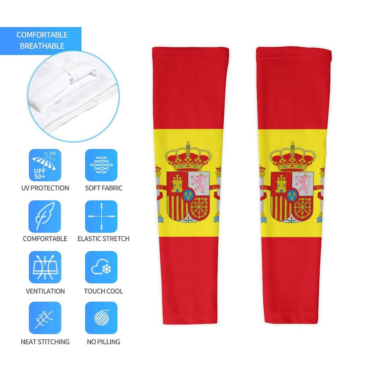 Spain Flag Cooling Compression Arm Sleeves - Conscious Apparel Store