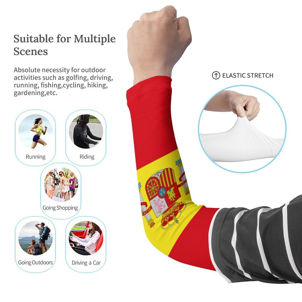Spain Flag Cooling Compression Arm Sleeves - Conscious Apparel Store