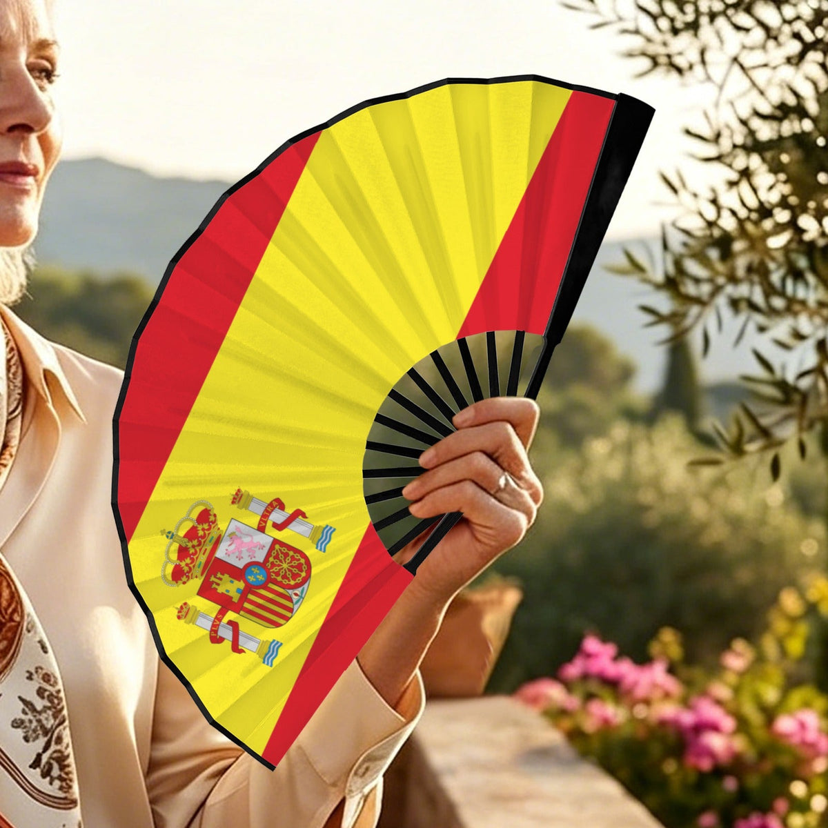 Spain Flag Double-Sided Custom Folding Fan - Conscious Apparel Store