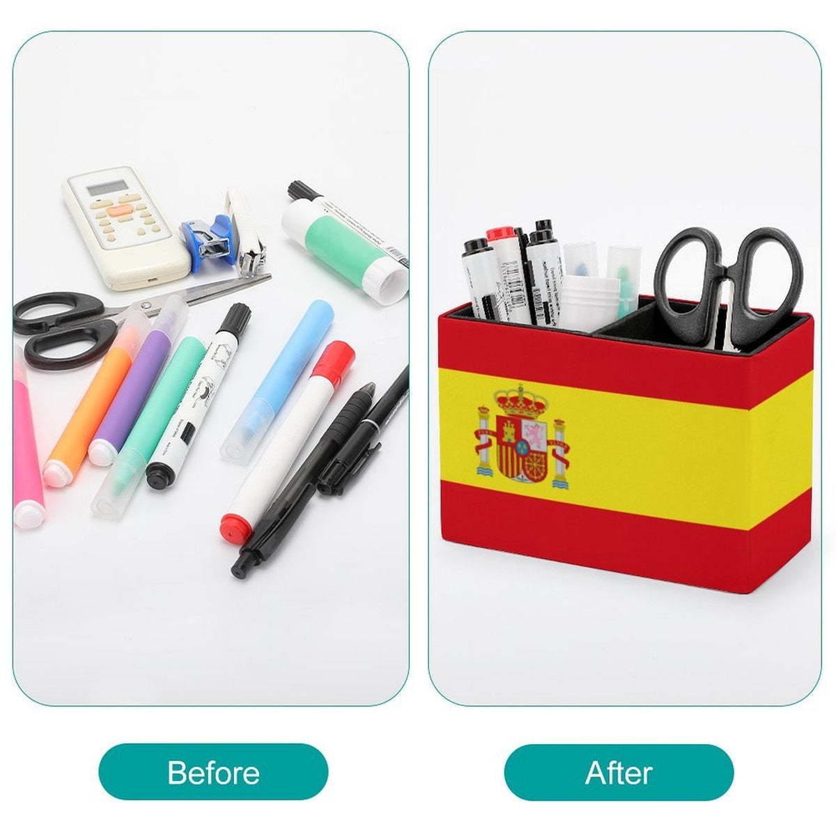 Spain Flag Leather Pen Holder - Conscious Apparel Store