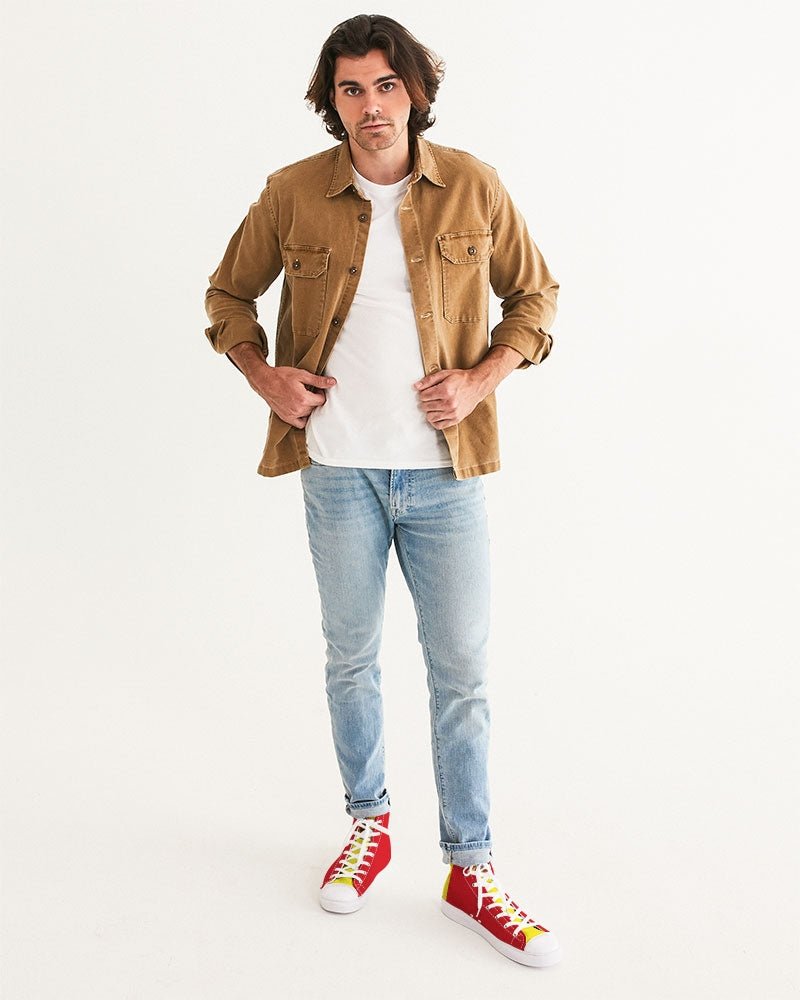 Spain Flag Men's Hightop Canvas Shoe - Conscious Apparel Store