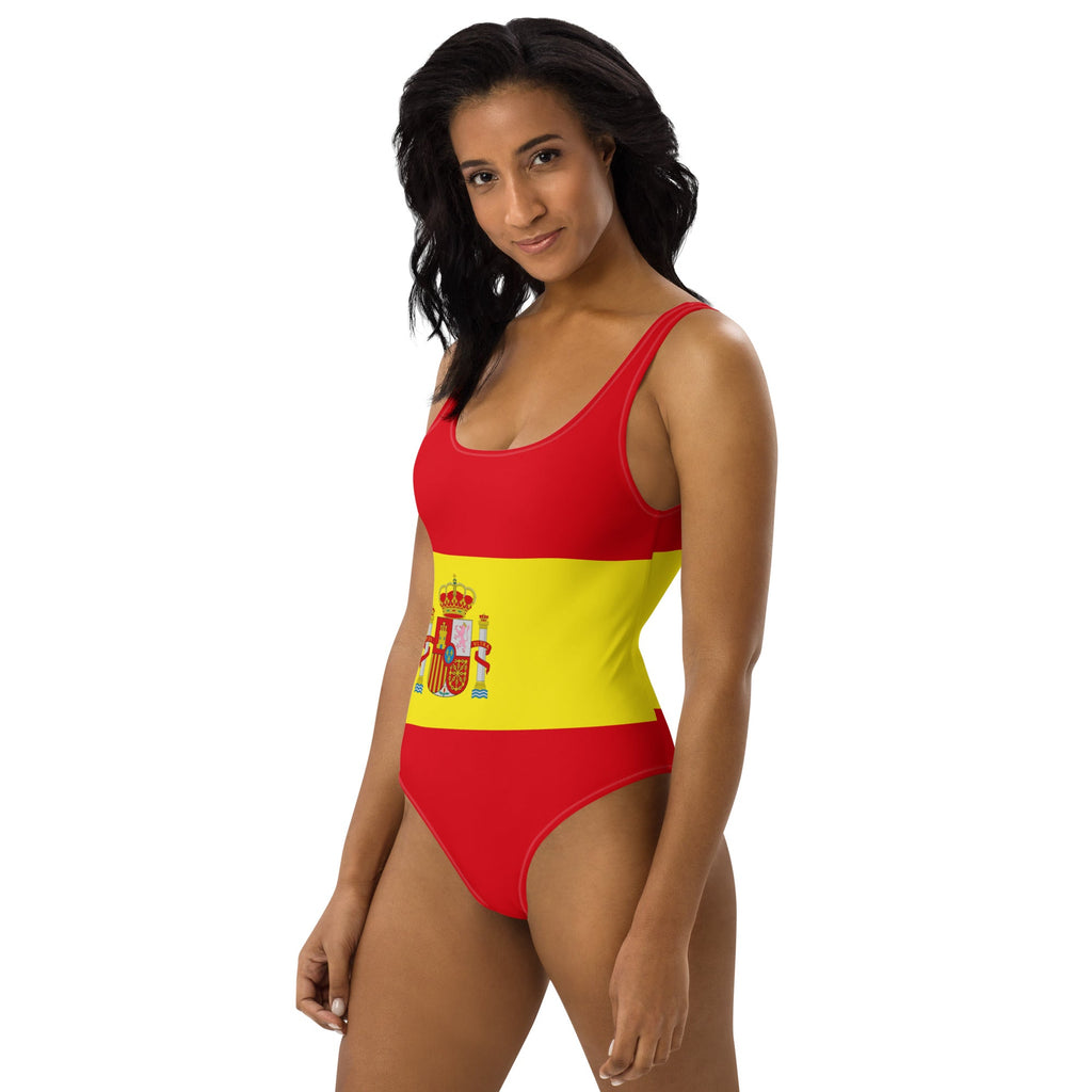 Spain Flag One-Piece Swimsuit - Conscious Apparel Store