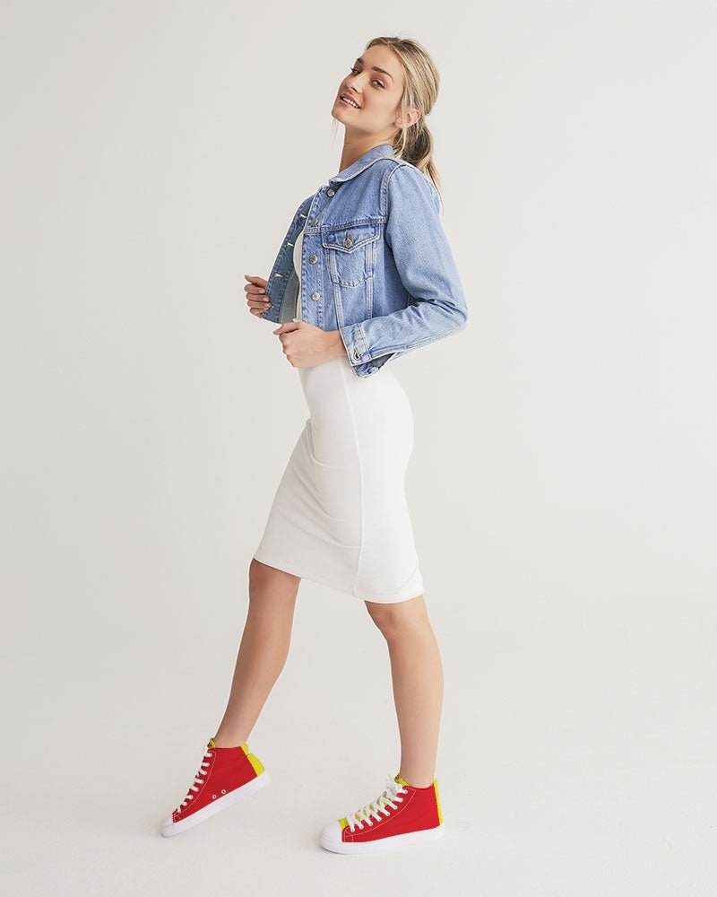 Spain Flag Women's Hightop Canvas Shoe - Conscious Apparel Store