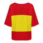 Spain Flag Women’s Loose Half-Sleeve Boat Neck T-Shirt - Conscious Apparel Store