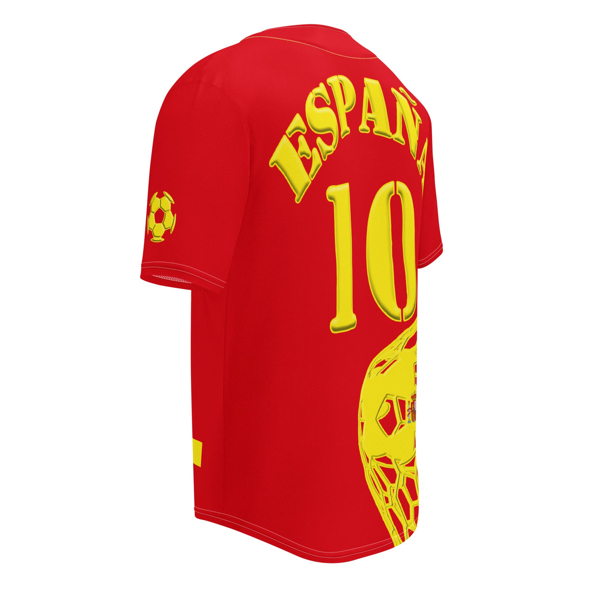 Spain Football Themed Button-Down Sport Jersey - Conscious Apparel Store