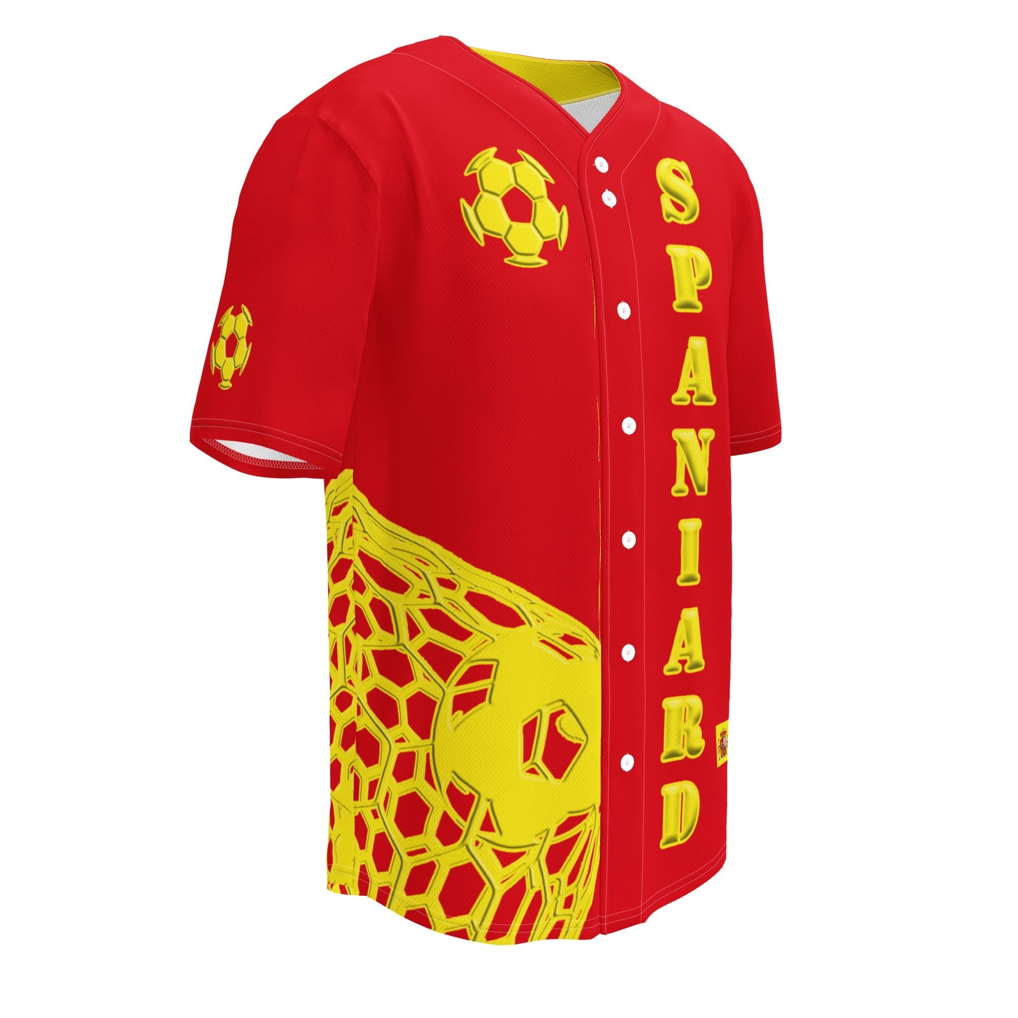 Spain Football Themed Button-Down Sport Jersey - Conscious Apparel Store