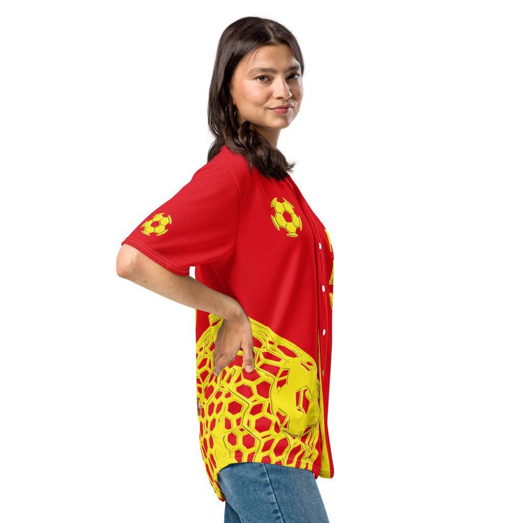 Spain Football Themed Button-Down Sport Jersey - Conscious Apparel Store