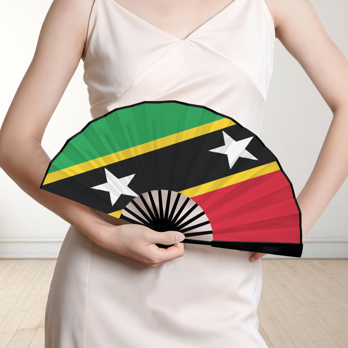 St Kitts Flag Double-Sided Custom Folding Fan - Conscious Apparel Store