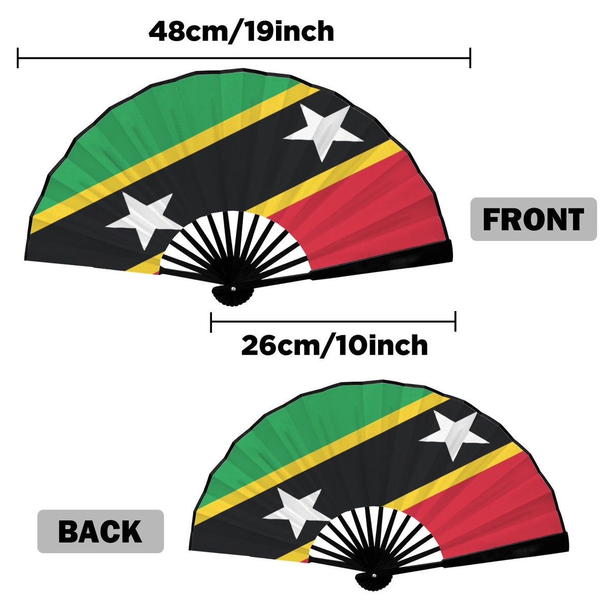 St Kitts Flag Double-Sided Custom Folding Fan - Conscious Apparel Store
