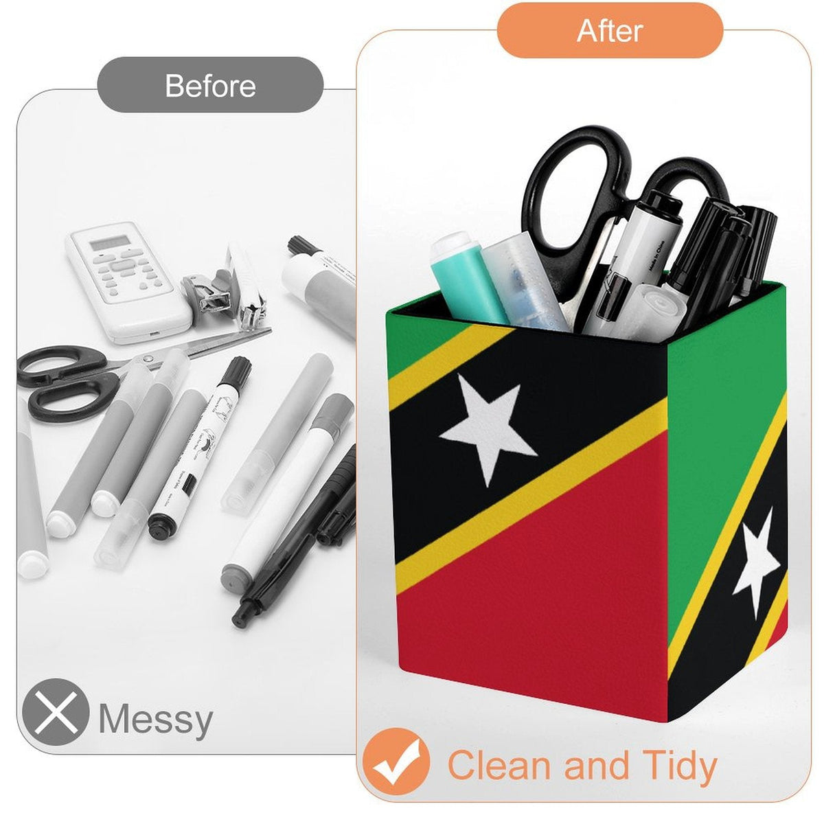 St Kitts Flag Square Pen Holder - Conscious Apparel Store