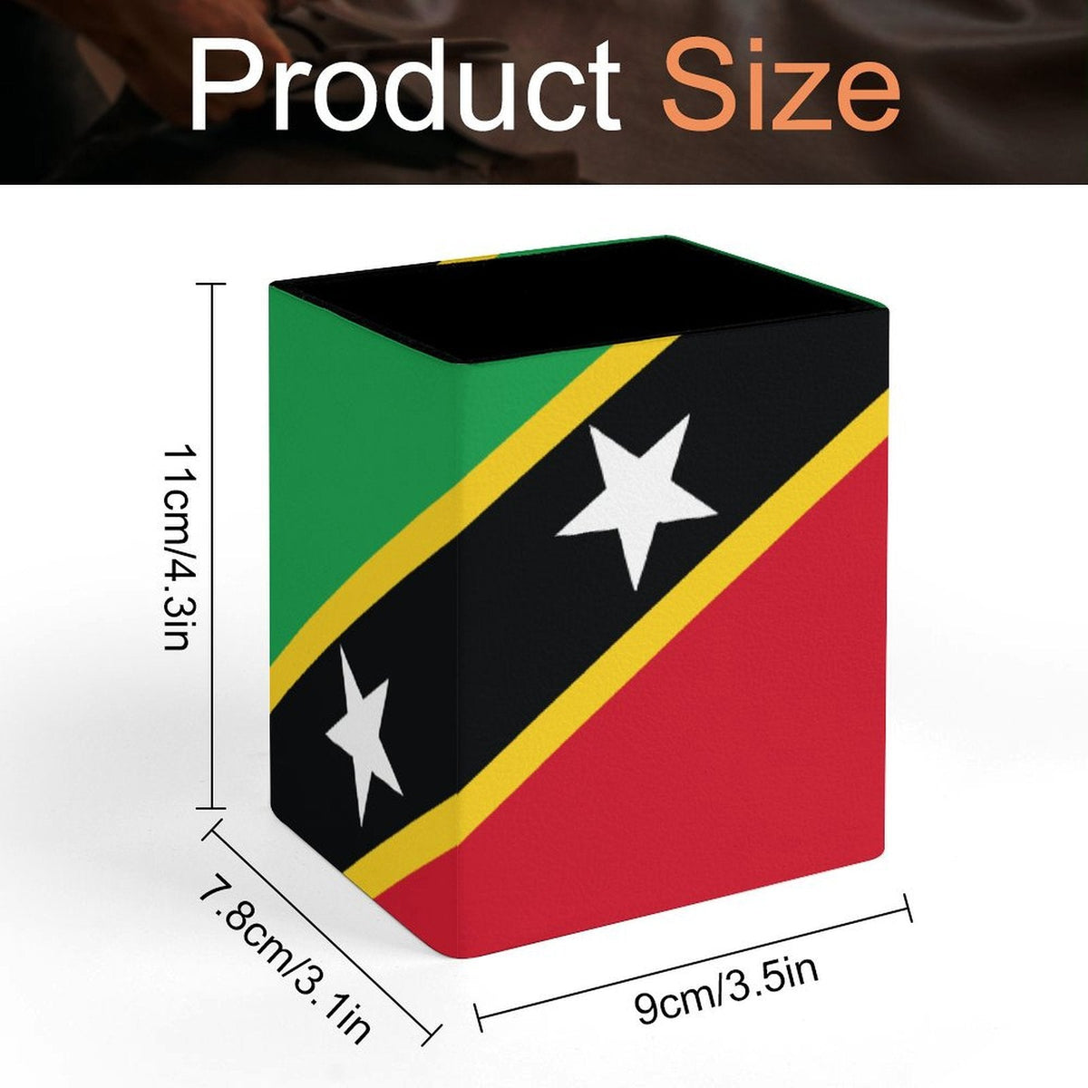 St Kitts Flag Square Pen Holder - Conscious Apparel Store