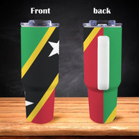 St Kitts & Nevis Flag 40oz Tumbler with White Handle - Conscious Apparel Store