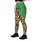 St Kitts & Nevis Flag Camo (Green) Leggings with pockets - Conscious Apparel Store