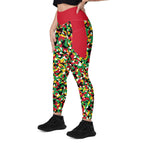 St Kitts & Nevis Flag Camo (Red) Leggings with pockets - Conscious Apparel Store