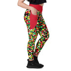 St Kitts & Nevis Flag Camo (Red) Leggings with pockets - Conscious Apparel Store