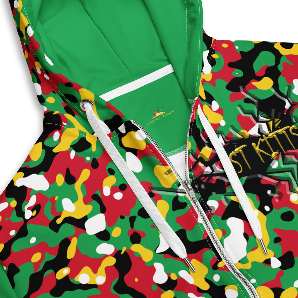 St Kitts & Nevis Flag Camo Unisex zip hoodie - Conscious Apparel Store
