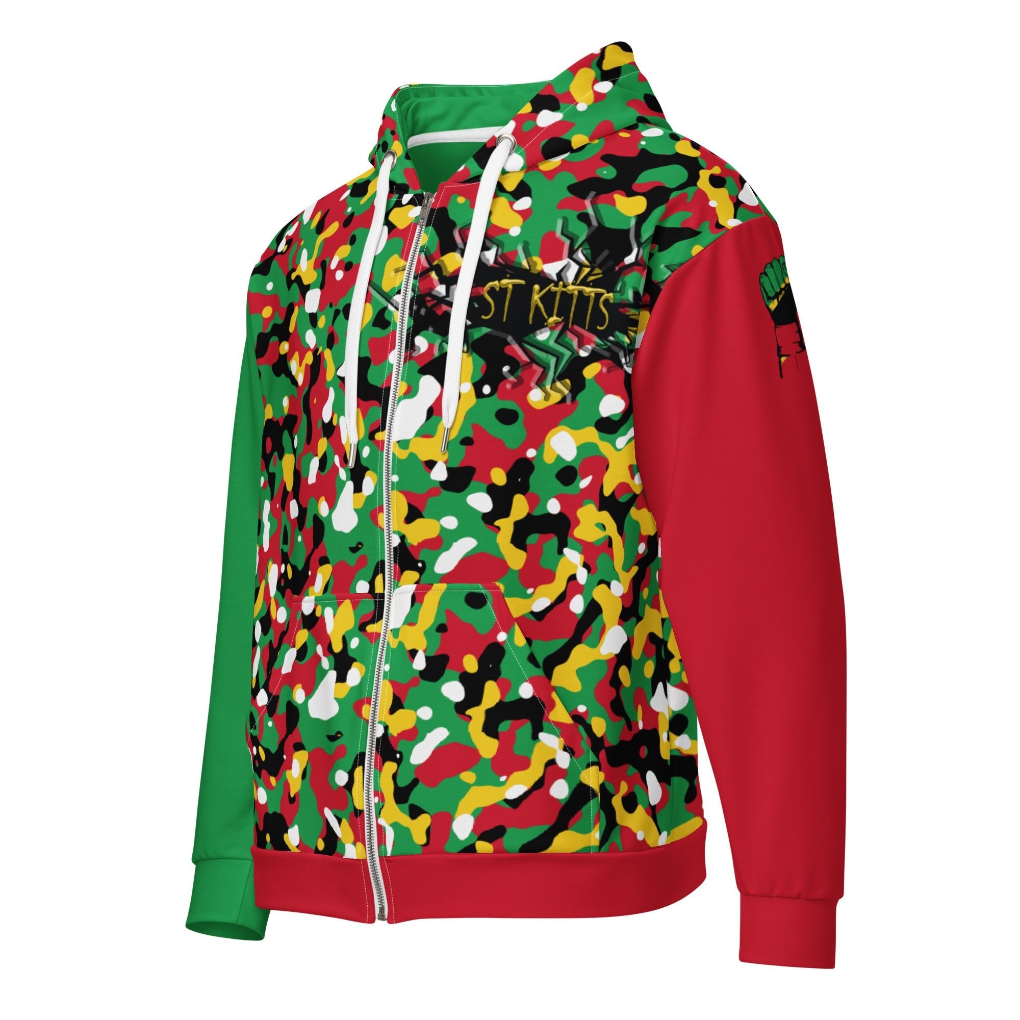 St Kitts & Nevis Flag Camo Unisex zip hoodie - Conscious Apparel Store