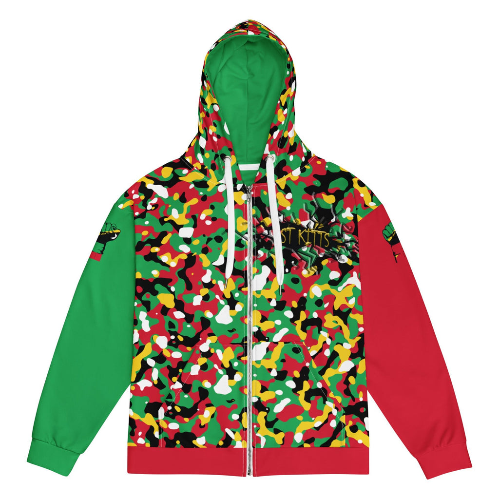 St Kitts & Nevis Flag Camo Unisex zip hoodie - Conscious Apparel Store