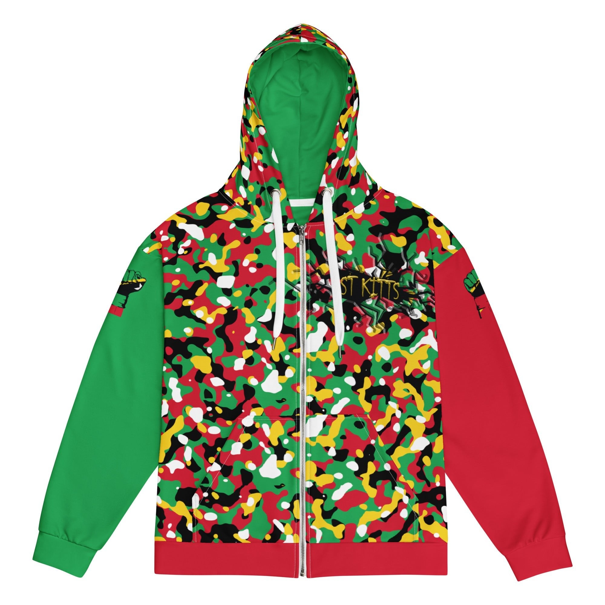 St Kitts & Nevis Flag Camo Unisex zip hoodie - Conscious Apparel Store