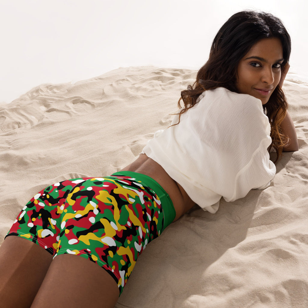 St Kitts & Nevis Flag Camo Yoga Shorts - Conscious Apparel Store