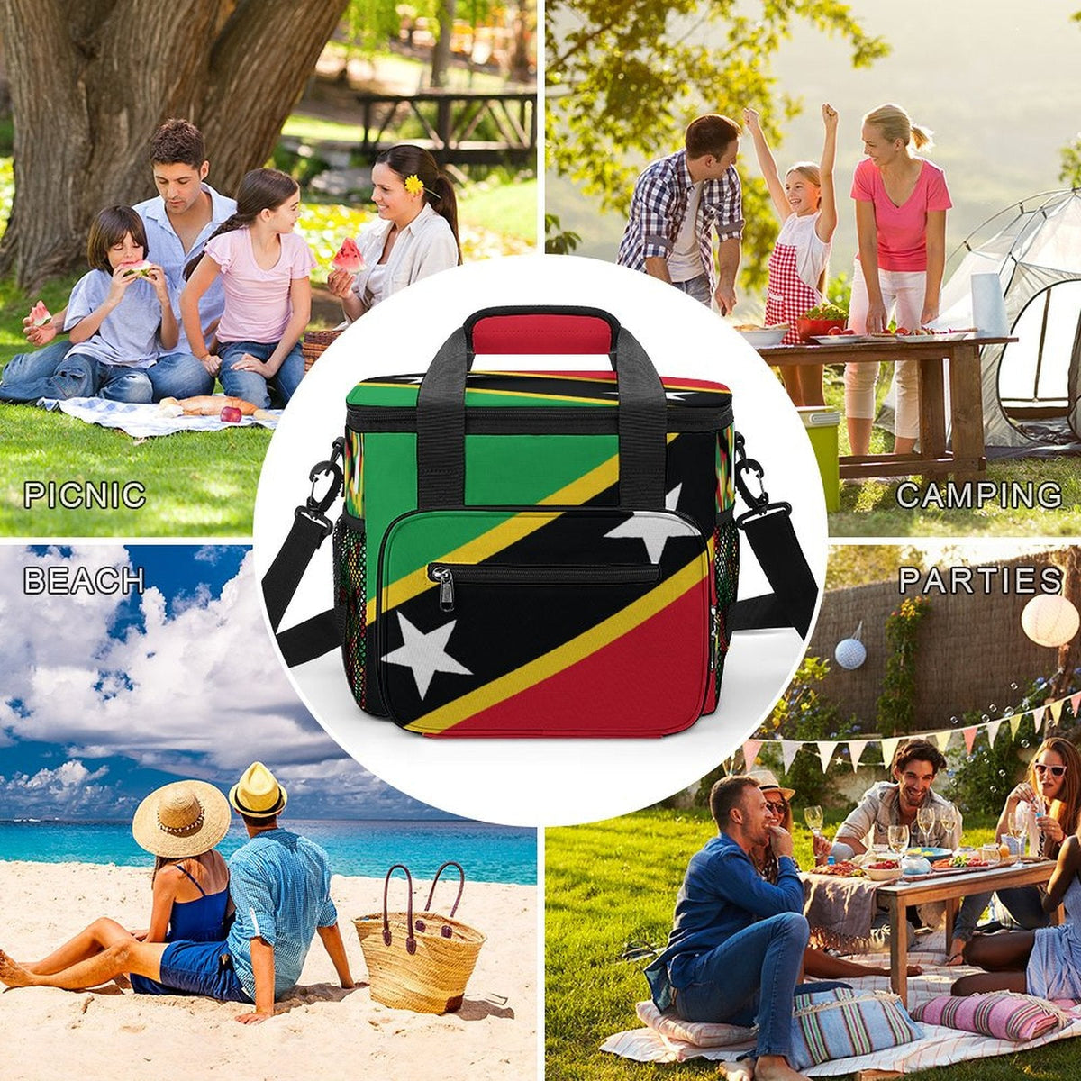 St Kitts & Nevis Flag Insulated Cooler Bag - Conscious Apparel Store