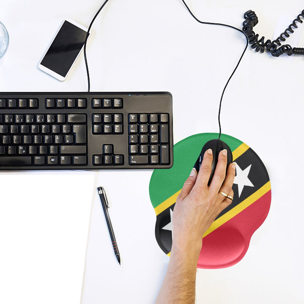 St Kitts & Nevis Flag Mouse Pad with Wrist Rest Support - Conscious Apparel Store