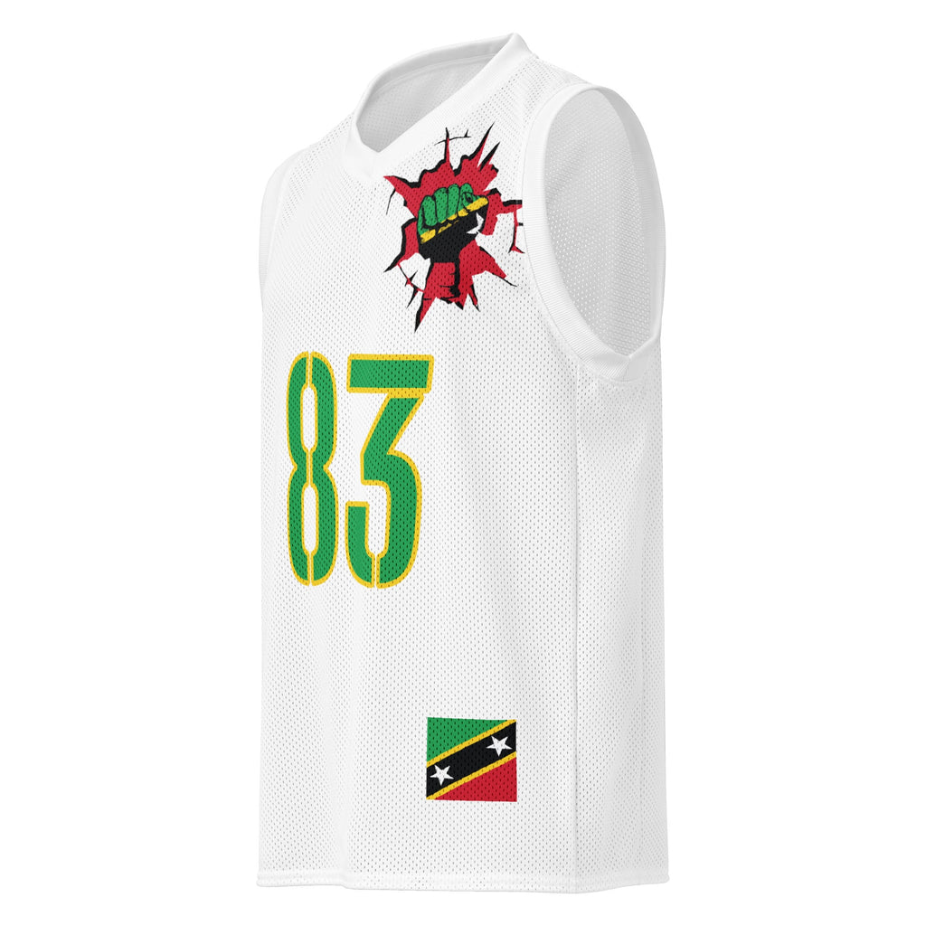 St Kitts & Nevis Flag (White) Premium Sport Jersey Tank Top - Conscious Apparel Store