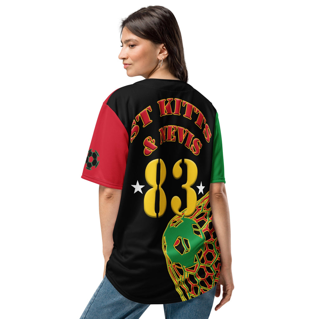St Kitts & Nevis Football Themed Button-Down Sport Jersey - Conscious Apparel Store