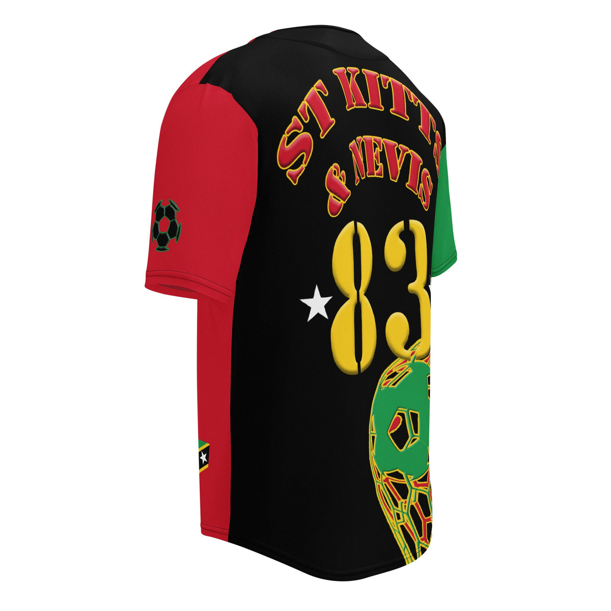 St Kitts & Nevis Football Themed Button-Down Sport Jersey - Conscious Apparel Store